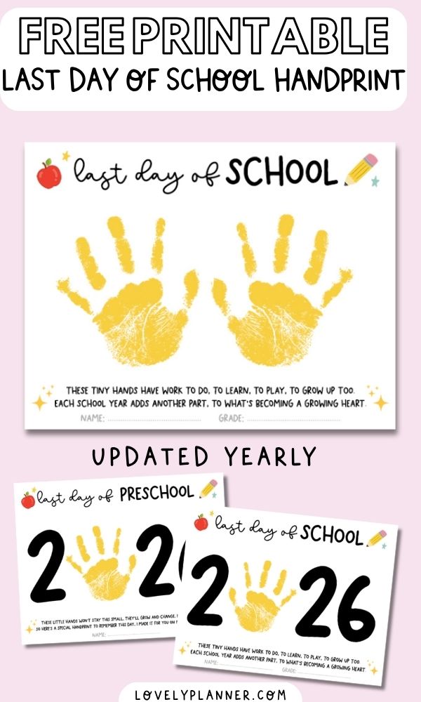 Free Last day of school handprint printable 2026