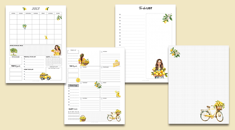 Free Printable Planner Pack Lemon Garden