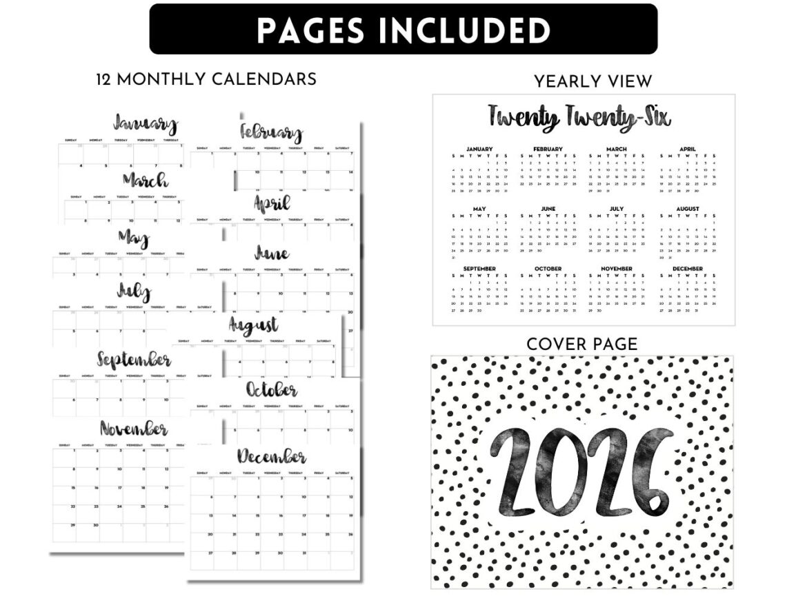 Free Printable 2026 Monthly Calendar Sunday Monday Start Lovely Free printable 2026 monthly calendar sunday monday start lovely