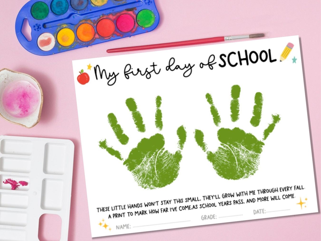 First day of school 2025 handprint free printable