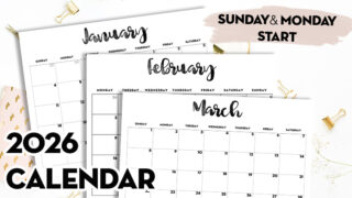Free 2026 Calendar Printable
