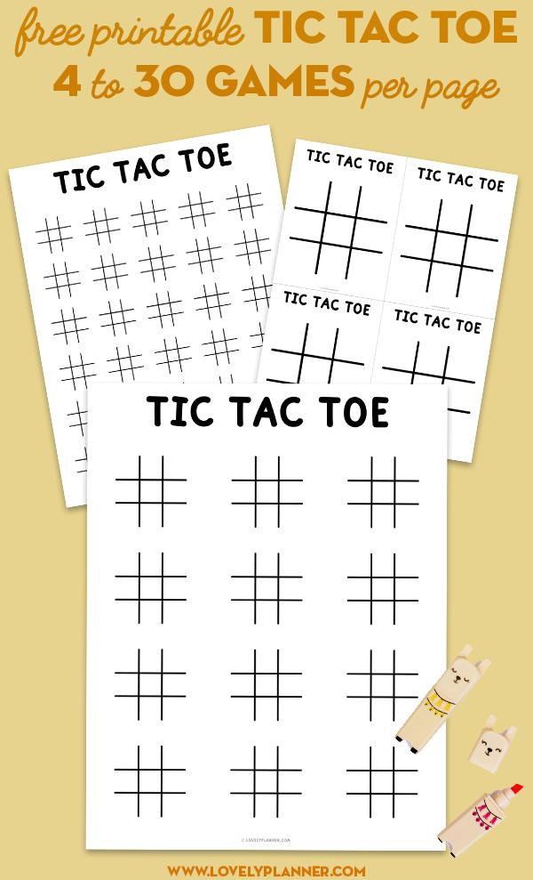 Free printable Tic Tac Toe Game