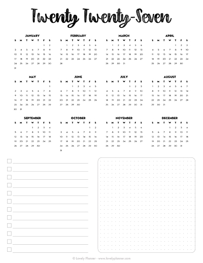 Printable 2027 Calendar