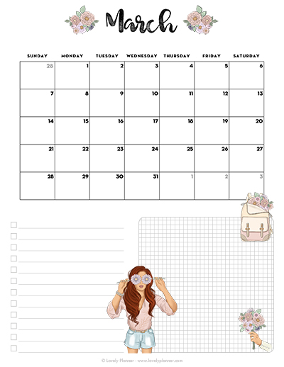 March Calendar Printable