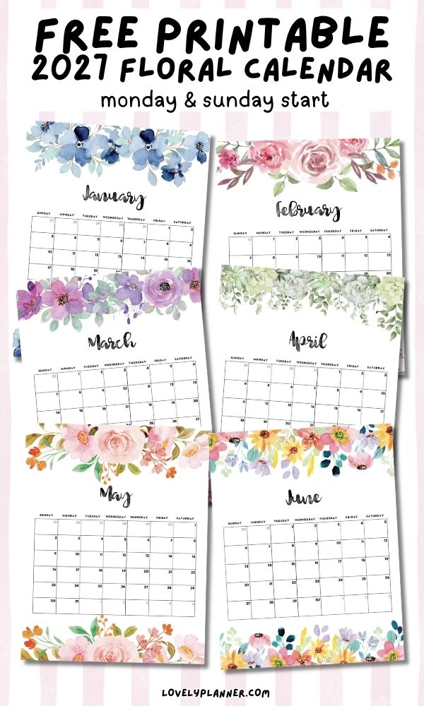 Free 2027 Floral Calendar