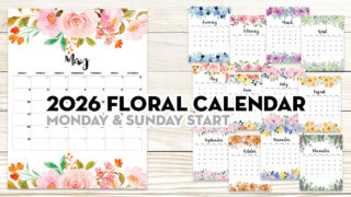 2026 Floral Calendar Printabme