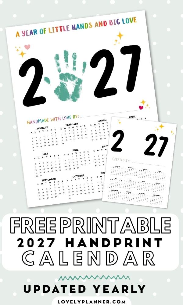 Free Printable 2027 Handprint Calendar Keepsake