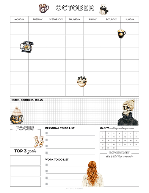 october planner page