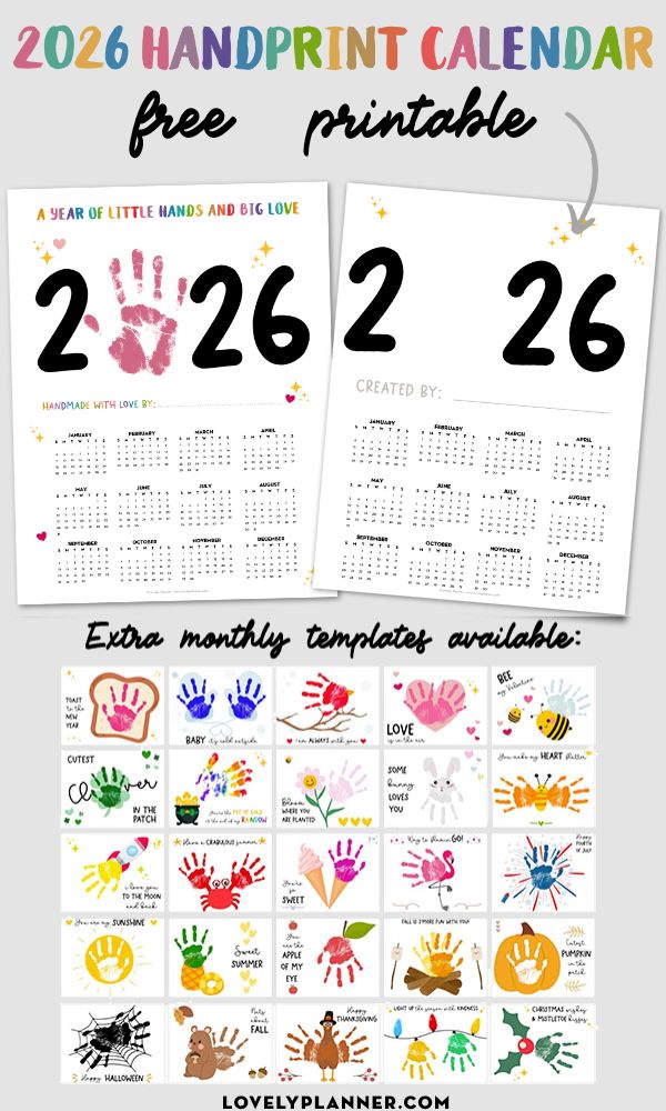 Free Printable 2026 Handprint Calendar