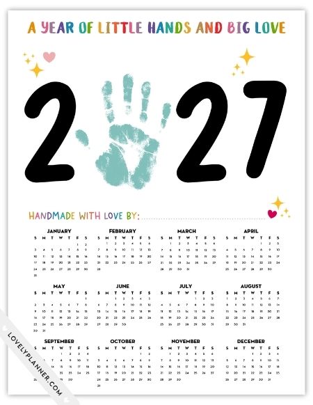 2027 Handprint Calendar Keepsake