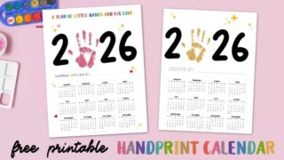 free printable 2026 handprint calendar