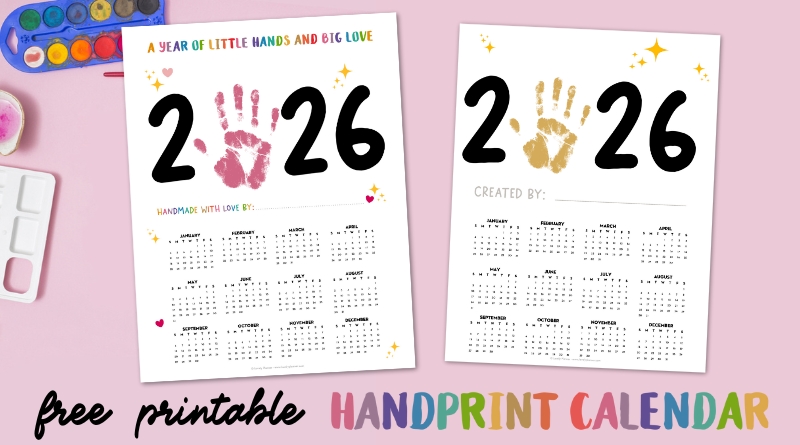 free printable 2026 handprint calendar