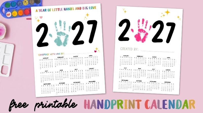 Free Printable 2027 Handprint Calendar
