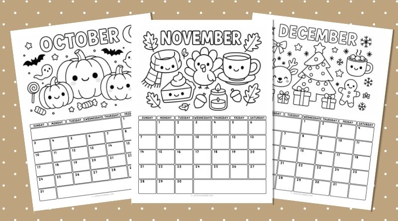 Kawaii Coloring Calendar