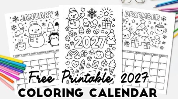 2027 Coloring Calendar for kids
