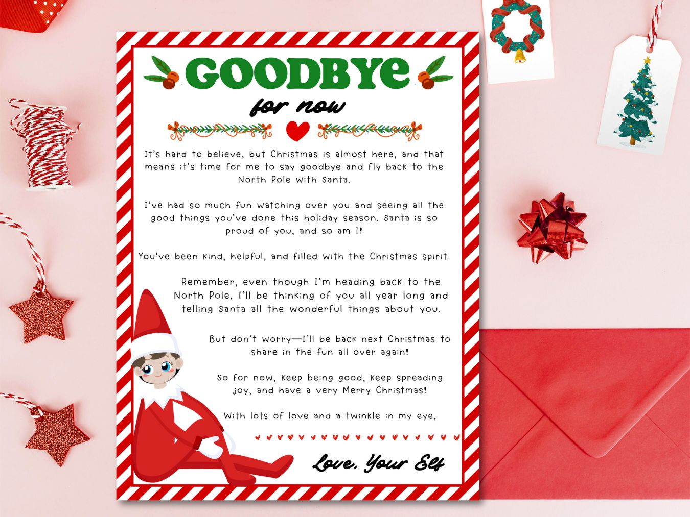 Free Printable Elf Goodbye Letter