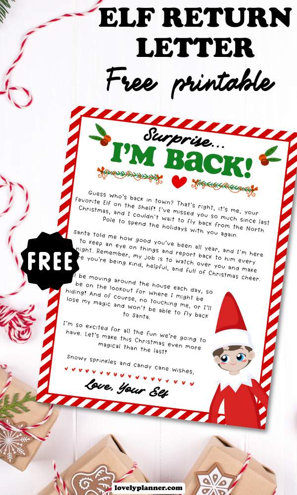 Free Printable Elf Return Letter
