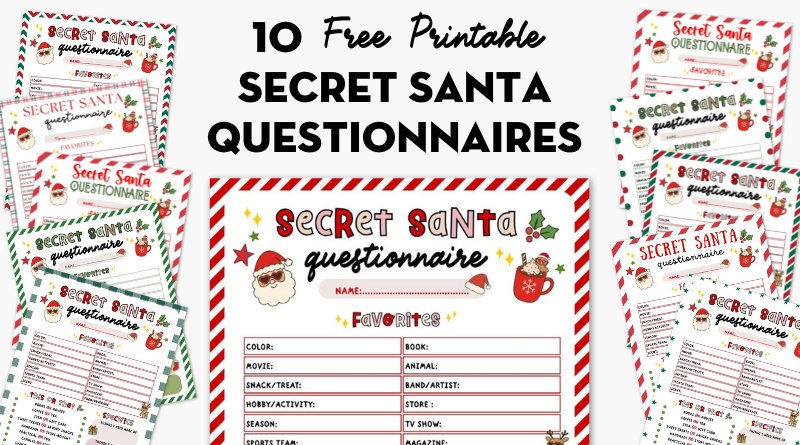 10 Free Printable Secret Santa Questionnaires