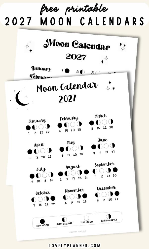 2027 Moon Phases Calendar