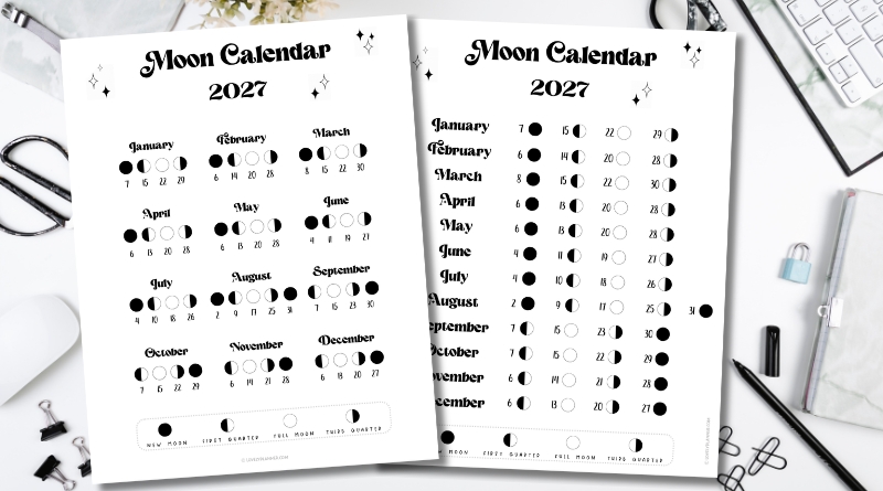 Lunar Calendar 2027 Printable