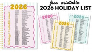 Free Printable 2026 Holidays and important dates