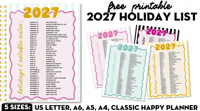 2027 Important Dates Printable