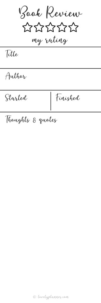 15 Free Printable Book Review Bookmarks - Lovely Planner