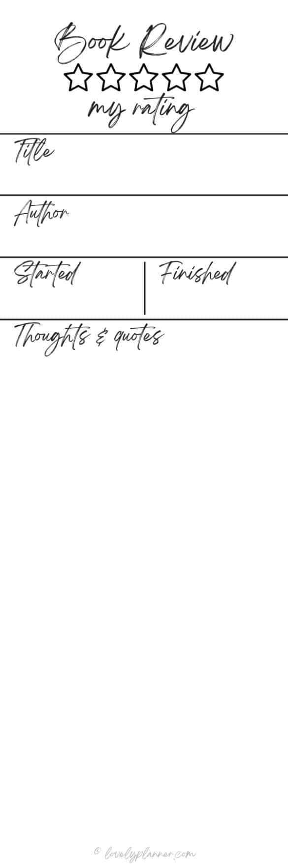 15 Free Printable Book Review Bookmarks - Lovely Planner