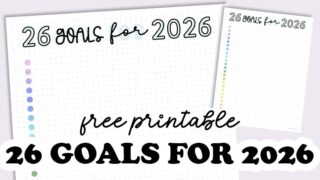26 goals for 2026 free printable planner page