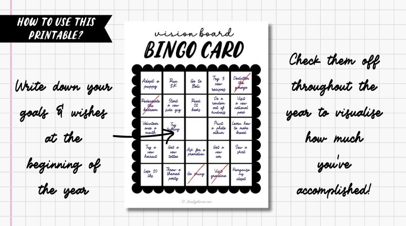 How to create a yearly goal bingo card