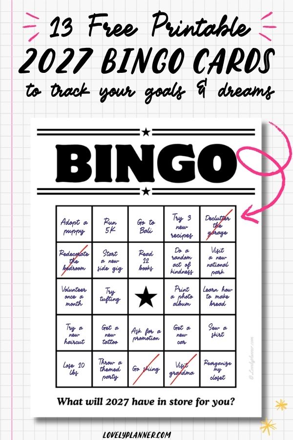 Pin Free Printable Vision Board 2027 Bingo Card
