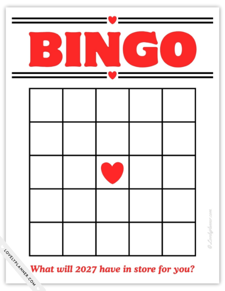 Free Vision Board 2027 Bingo Card