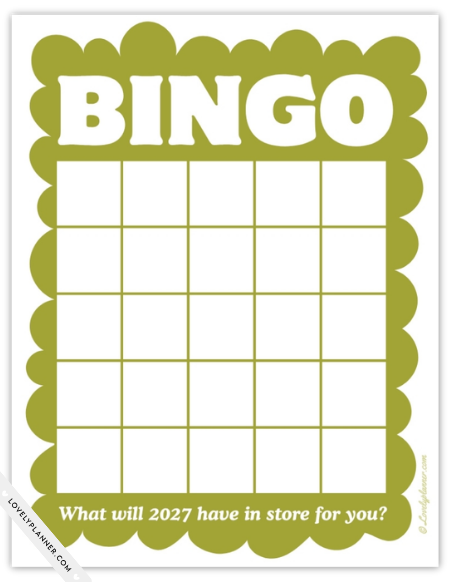 Free Vision Board 2027 Bingo Card