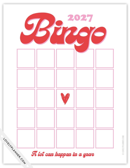 Printable Bingo Card 2027