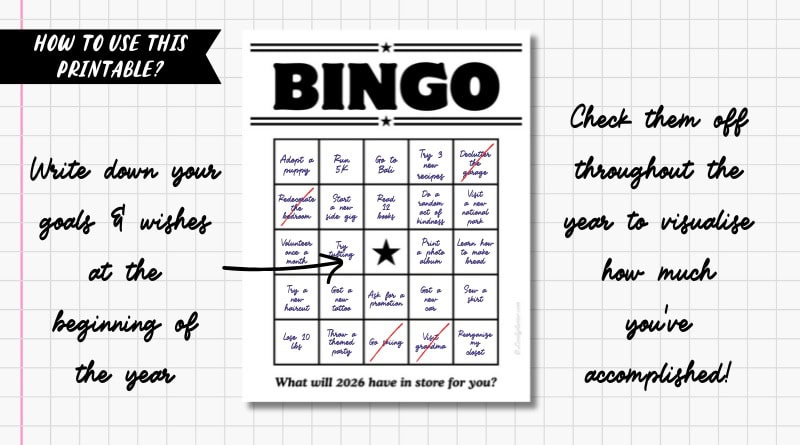 Vision Board Bingo Card How to