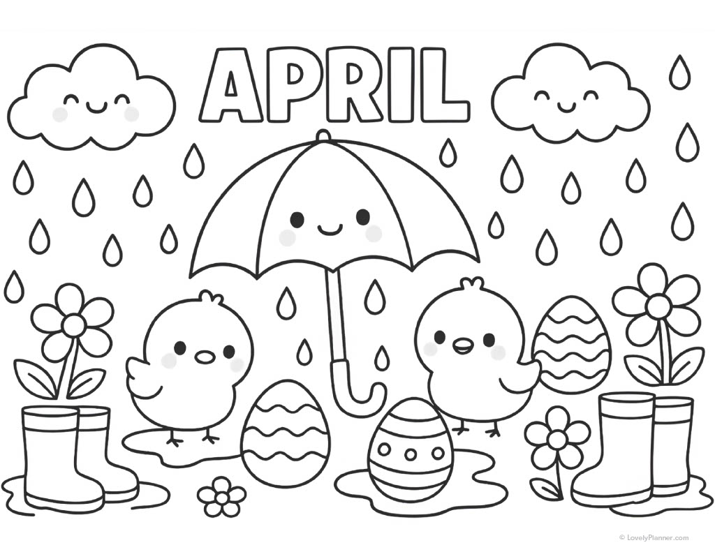 Printable April Coloring Page