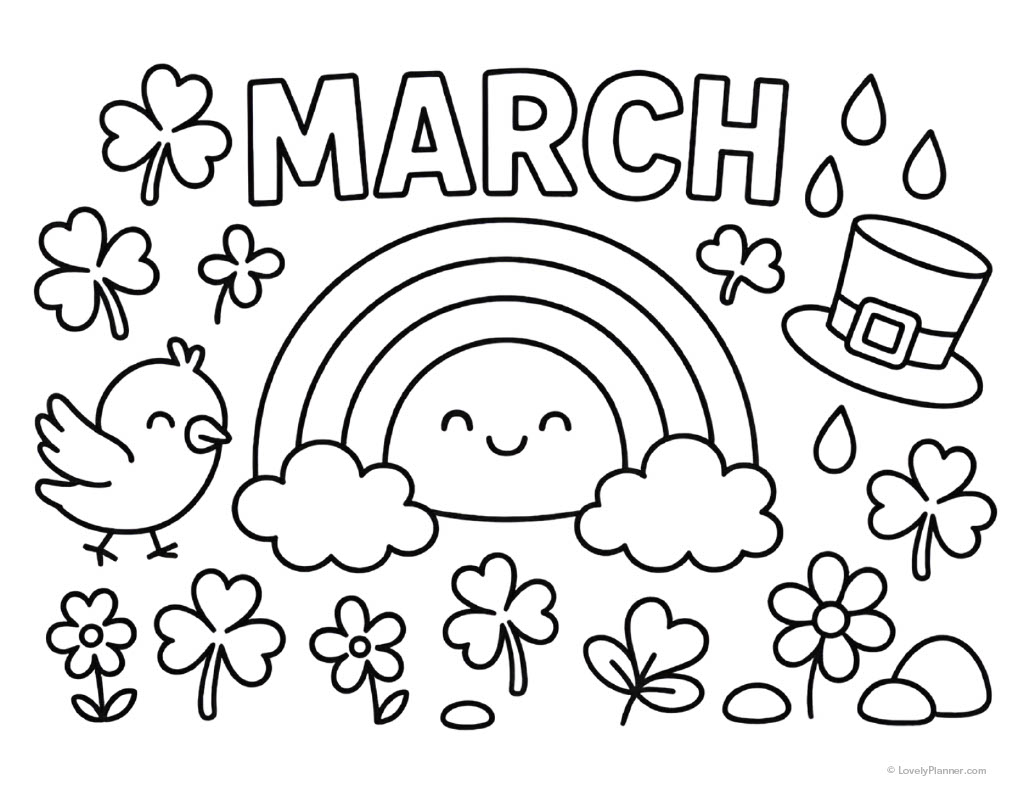 Printable March Coloring Page