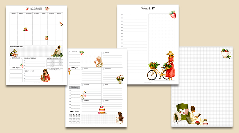 Free Printable Planner Pack Strawberry