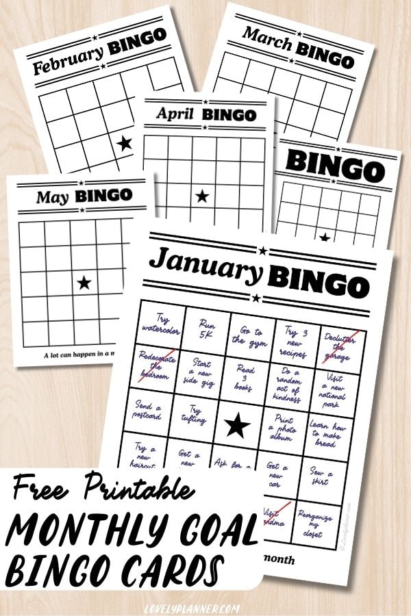 Free Printable Monthly Bingo Cards