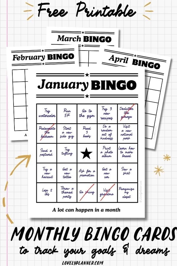 Free Printable Monthly Bingo Templates