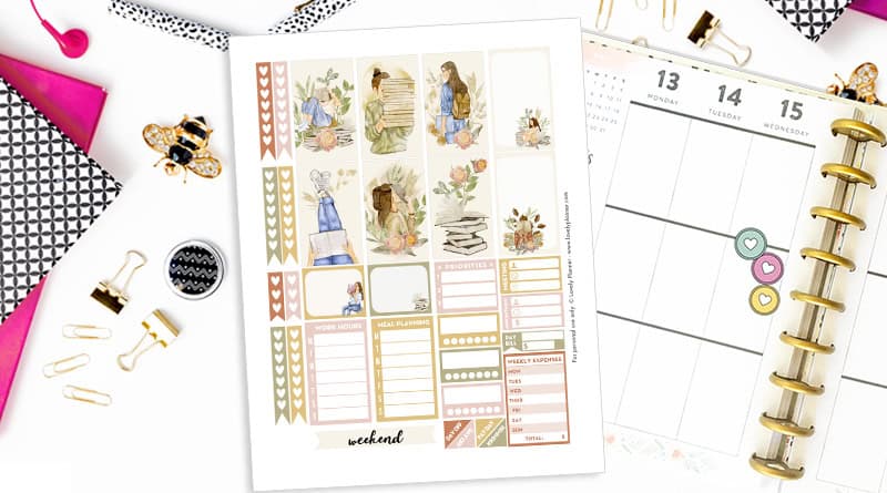 Free Weekly Kit Planner Stickers Reader Girl