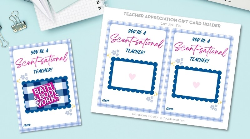 Bath and Body Works Teacher Appreciation Gift Card Holder