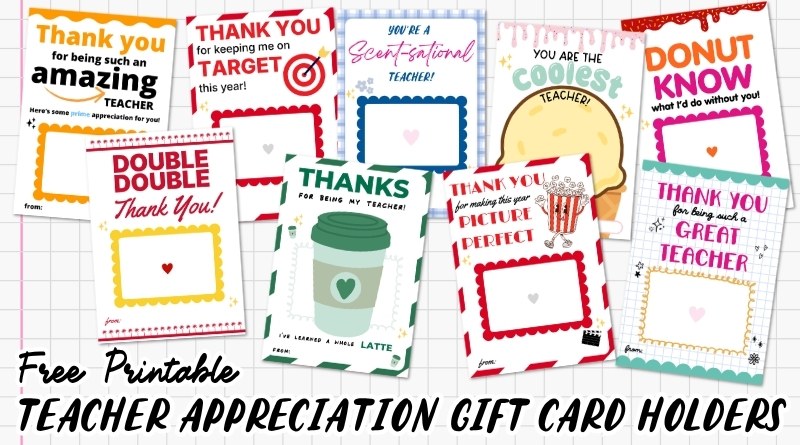 Free Printable Teacher Appreciation Gift Card Holder