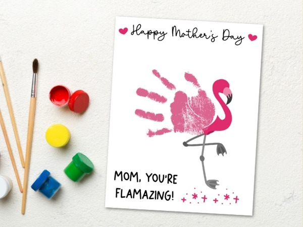 Flamingo Mother's Day Handprint Art