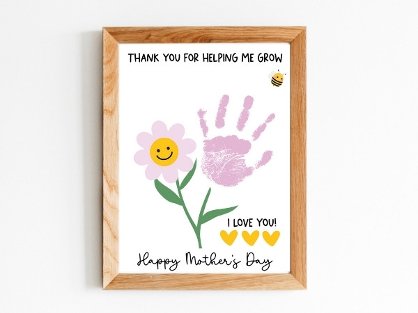 Printable Thank You For Helping Me Grow Mother's Day Handprint