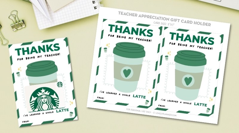 Starbucks Teacher Appreciation Gift Card Holder