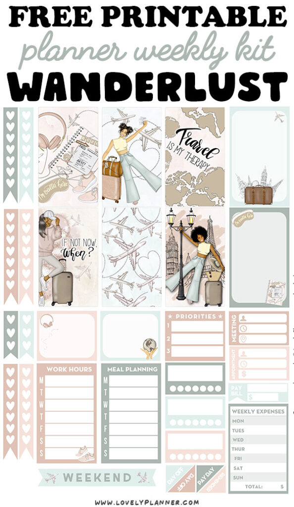Printable Planner Stickers Weekly Kit Travel