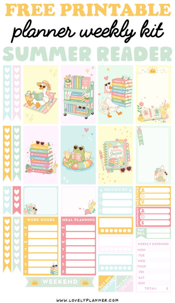 Free Planner Stickers Weekly Kit Bookish Summer