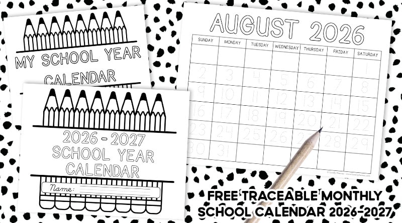Free Traceable Calendar for kids
