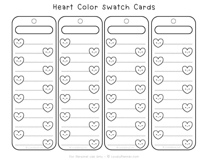 Free Printable Heart Color Swatch Cards